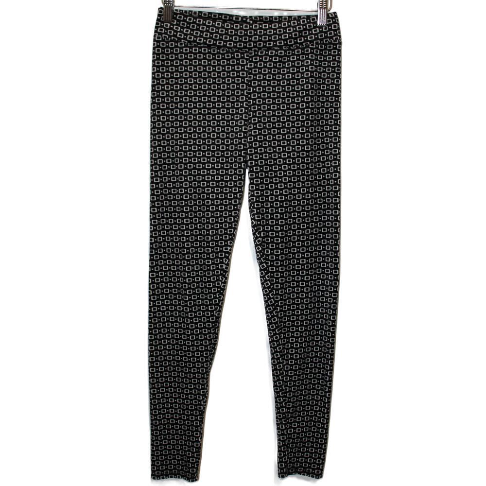 Womens Cuddl Duds Climate Right Plush Geometric Black White Leggings Size Small